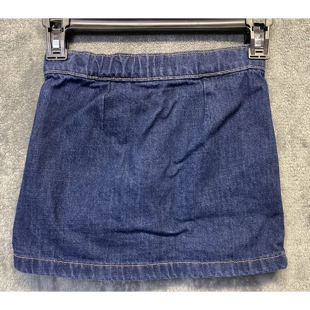 Old Navy Girls Jean Skirt Snap Front Adjustable Waist Size S 6/7 Denim Skirt